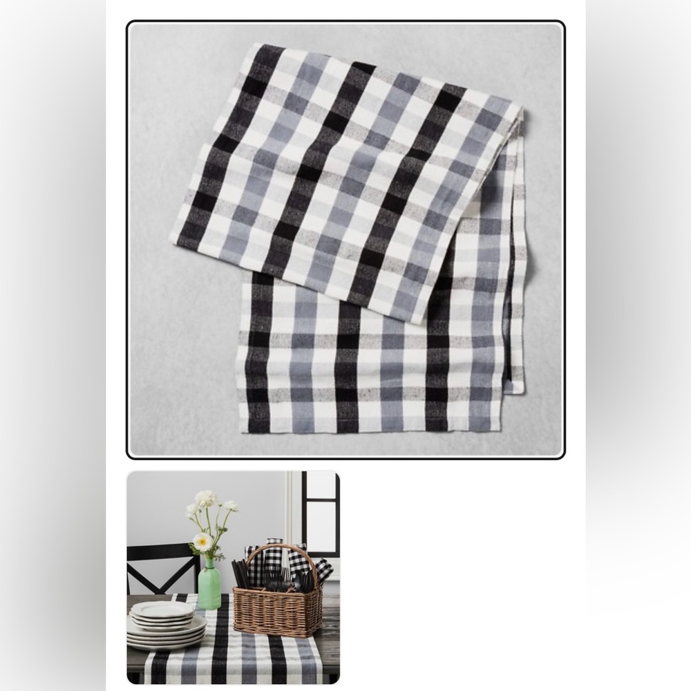 Target Hearth & Hand Magnolia Plaid Table Runner Farmhouse Holiday Table Decor